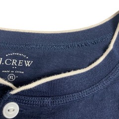 J Crew Henley Shirt Mens XL Navy Blue Contrast Trim Cotton Short Sleeve Preppy