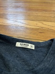 Buck Mason Slub Curved Hem Tee T Shirt Men M Gray Poly Cotton Rayon