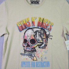 LUCKY BRAND Guns n Roses Mens Large Beige Skull Casual Music Rock 80s Metal NWT