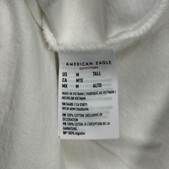 American Eagle T-Shirt Cotton Jersey Minimalist Casual White Medium Tall