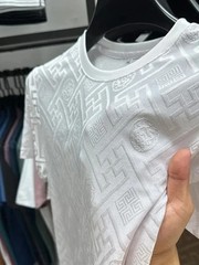 New Men’s Jacquard T-Shirt Casual Short Sleeve Round Neck Breathable Fashion TOP