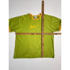 Vtg 90s Y2K Lemon + Lime NIKE Ringer Swoosh T-Shirt / Size XL Cotton Logo Sport
