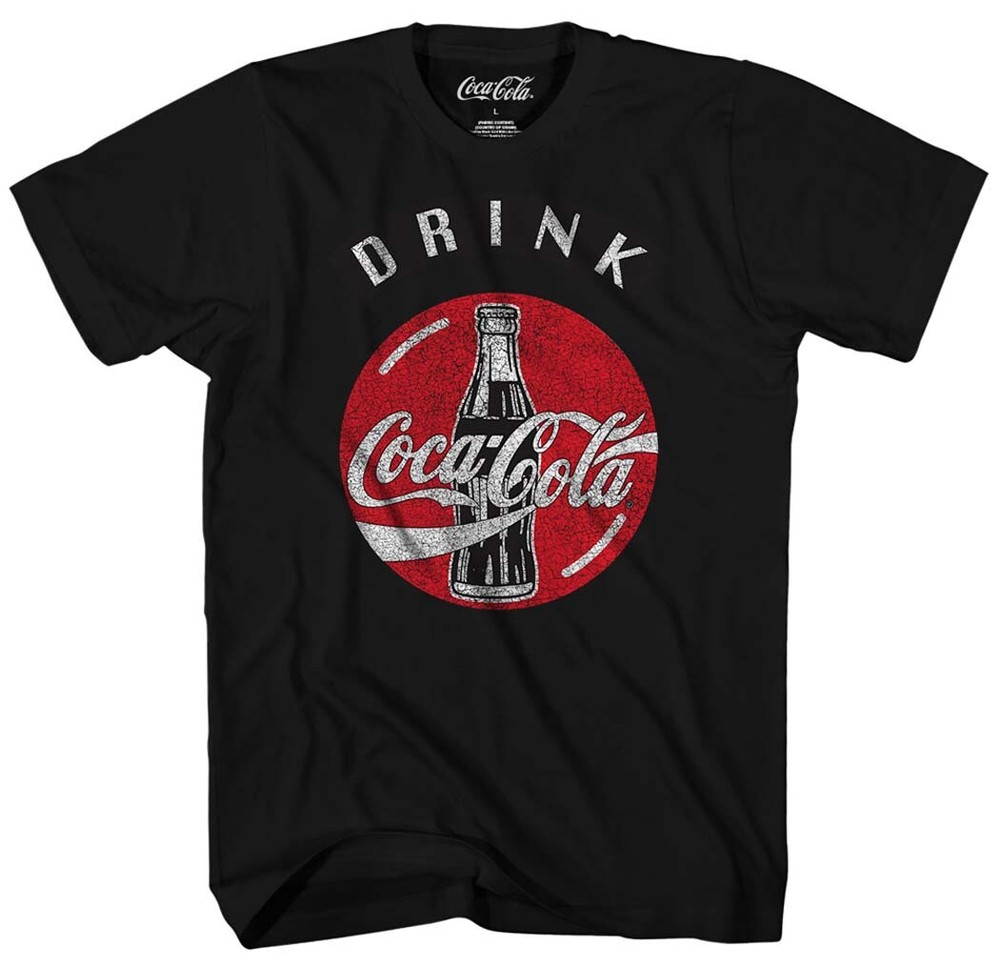 Coca Cola Drink Bottle Cap Logo Men’s Black T-Shirt New