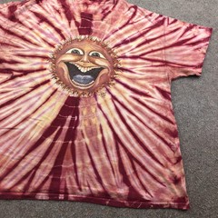 Vintage Mike DuBois Sun Shirt Mens XL Red Tie Dye Psychedelic Aztec Graphic 80s