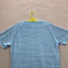 Adidas Men Shirt XL Blue Striped Logo Ultimate Tee Short Sleeve