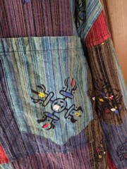SHOPOHOLIC Patchwork Colorful Cotton Shirt XXL hand painted hippie inspired mens