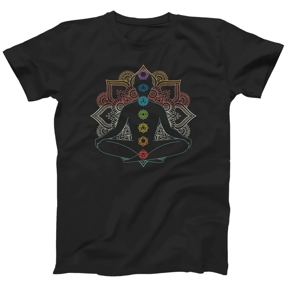 Spiritual Mandala T-Shirt Seven Chakras Zen Meditation Yoga Graphic Tee