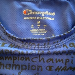 Champion T-Shirt Men’s Medium Crew Neck Mesh Fabric Signature Logo Blue NEW