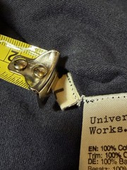 Universal Works T Shirt Mens Size Large Pocket Tee Navy Blue Geometric Pattern