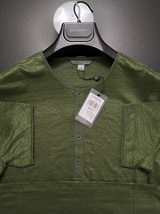John Varvatos Collection Luxury Henley – Mercerized Linen – Raw Edges – Vtg 2020