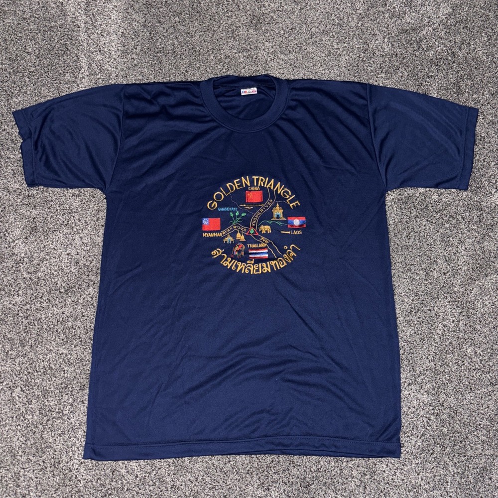 Vintage Golden Triangle Large Men’s Navy Blue T Shirt Streetwear Unworn
