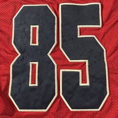 Vintage 90s JNCO Flamehead 85 Football Jersey Size Youth Medium Red Navy