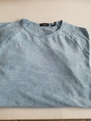 Theory Men’s Dustyn-Ocean Slub Two-Tone Tee in Blue Combo Size XXL