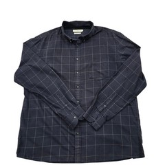 CELIO Men 2XL Navy Plaid Cotton Long Sleeve Button-Up Shirt Pocket
