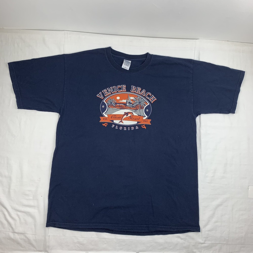 Vintage Venice Beach Florida T Shirt Adult XL Blue Classic Resort Travel Tourist