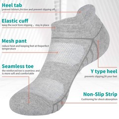 Athletic Ankle Socks, Low Cut Cushioned Anti-Blister Running Tab Sports Socks…