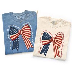 Comfort Colors Patriotic Bow Shirt Coquette 250 Years Of Freedom 4th of July Tee