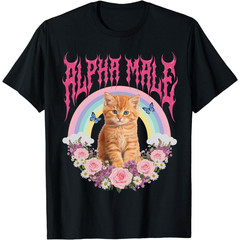 Funny Alpha Male Shirt Cute Kitten Rainbow Graphic Tee Sarcastic Men Women Gift