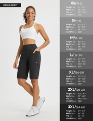 Women’s Bermuda Shorts 12″ Long Knee Length Running Athletic High Waist Zippe…