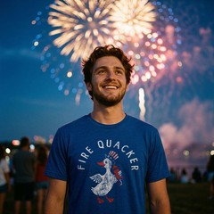 Mens Fire Quacker T Shirt Funny Sarcastic Fourth Of July Party Duck Fireworks