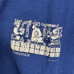 Vintage Guatemala Shirt Mens XL Blue Los Mayas Ancient Art Graphic Tee Cotton