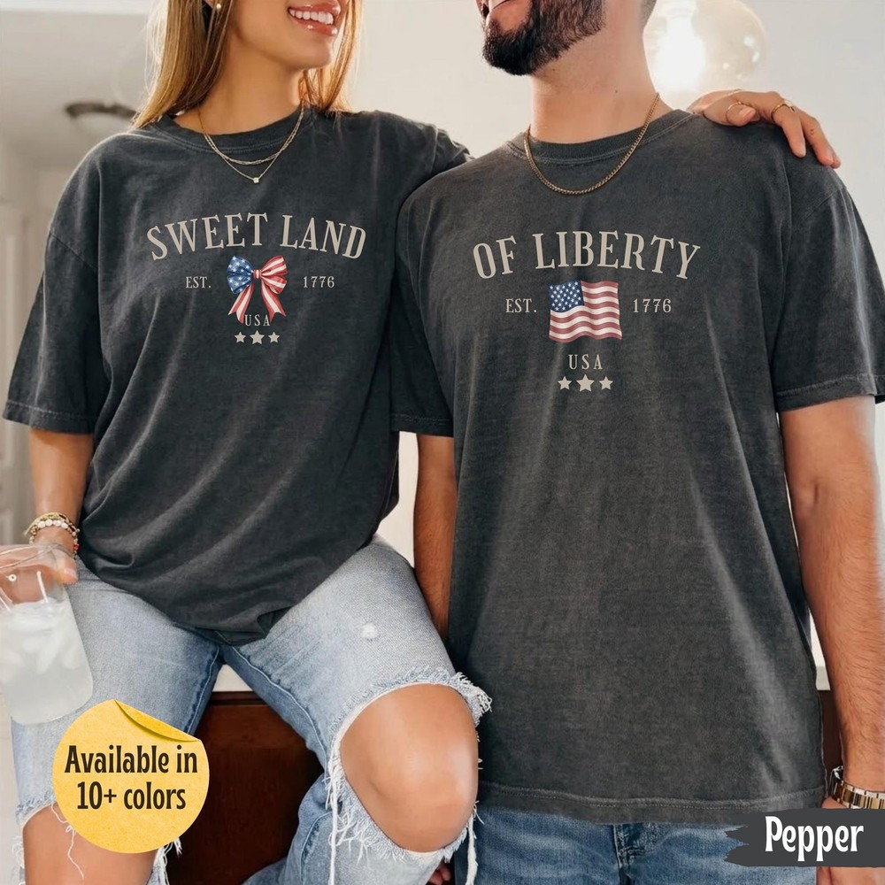 Couples 4th of July Shirt, Personalized Matching Patriotic Shirts