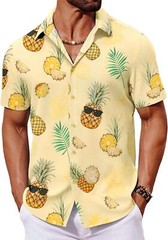 Mens Hawaiian Shirt Tropical Floral Short Sleeve Button Down Summer Beach Casual