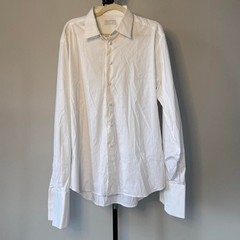 White Prada cotton long leeve French cuff shirt size 44 / 17 fits like L/XL mens