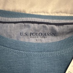 U.S. Polo Assn. Men’s Thermal Stretch Waffle Knit Crewneck T-Shirt Blue XXL New
