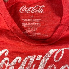 Coca Cola Men’s Large 43in Chest Red White Polyester Cotton Short Sleeve Shirt