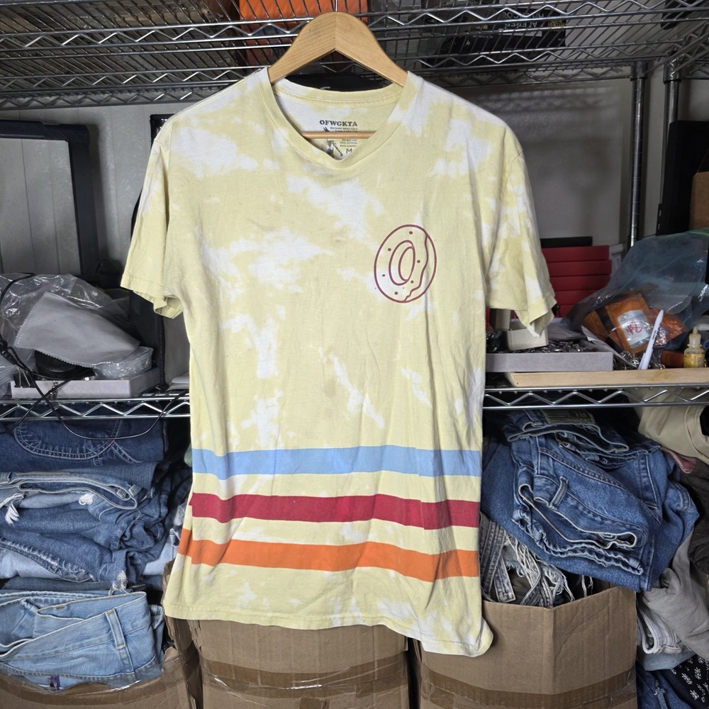 Odd Future OFWGKTA 91 Shirt Medium Yellow Tyler The Creator Acid Wash Tattered