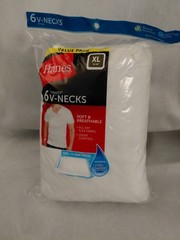 Hanes Men’s tagless V-Necks T-Shirts White 6 Pack Size XL (46-48″)