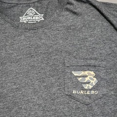 Burlebo Shirt Men XL Heather Gray Camo Logo Pocket Tee Outdoors Hunt Fishing BBQ