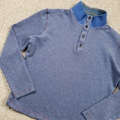 Robert Graham Shirt Mens Large Blue Thermal Henley Contrast Collar
