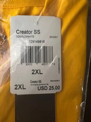 Adidas Creator SS T-Shirt 2XL Yellow Gold White Short Sleeve Cotton New