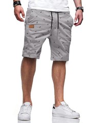 JMIERR Mens Casual Shorts – Fashion Cotton Large, U Coconut Tree Grey