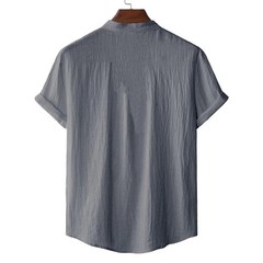 Men’s Cotton Linen Henley T-Shirt Short Sleeve Beach Hawaii Casual Shirt Style!