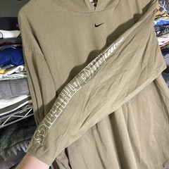 Vintage Nike Center Swoosh Long Sleeve Hoodie T-Shirt Sz L Sports