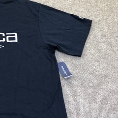 Nautica Shirt Mens Medium Navy Big Logo Flags Graphic Tee Tagless Nautical