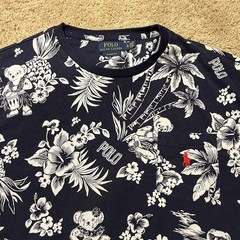 Polo Ralph Lauren T-Shirt Mens Size XL Navy Blue Hawaiian Polo Bear Tee