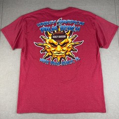Harley Davidson Mens L Red Palm Beach FL Biker Sun No Slip Super Grip T-Shirt
