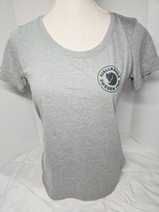 Fjallraven Womens Sz M Logo T-Shirt Grey Hiking Outdoor Lightweight Cotton Blend
