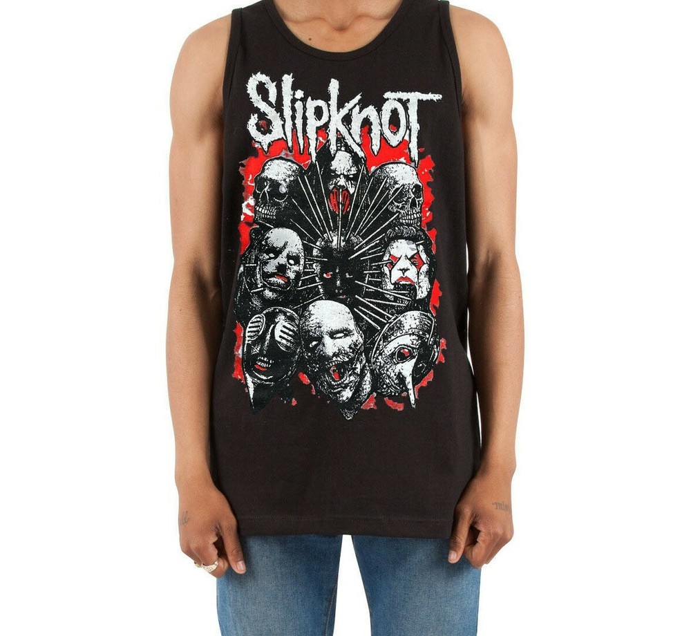 SLIPKNOT FACES Heavy Metal Band Black Tank Top