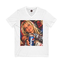 Retro Neon Pop Art V-Neck Graphic Tee Pop Icon Streetwear Grunge Shirt 3005