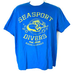 Seasport Divers Kauai Hawaii Submarine Mens T-Shirt size XL 47×27 Tourist Blue