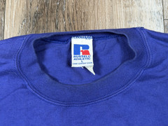 Vintage Russell Athletic T-Shirt Large Royal Blue High Cotton Pocket 90s