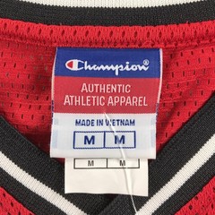 Vintage Champion Shirt Mens Medium Red Mesh V-Neck Short Sleeve Athletic Jersey