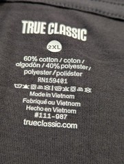 True Classic Men’s Classic Crew Neck Short Sleeve Tee Shirt Carbon Dark Gray 2XL