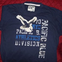 Pacific Blue Youth (XL) Short Sleeve, Crew-Neck Tee, Navy w/Eagle ,RN98810