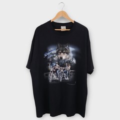 Vintage Thunder Road Biker T Shirt XXL Wolf Motorcycle Double Sided Graphic USA